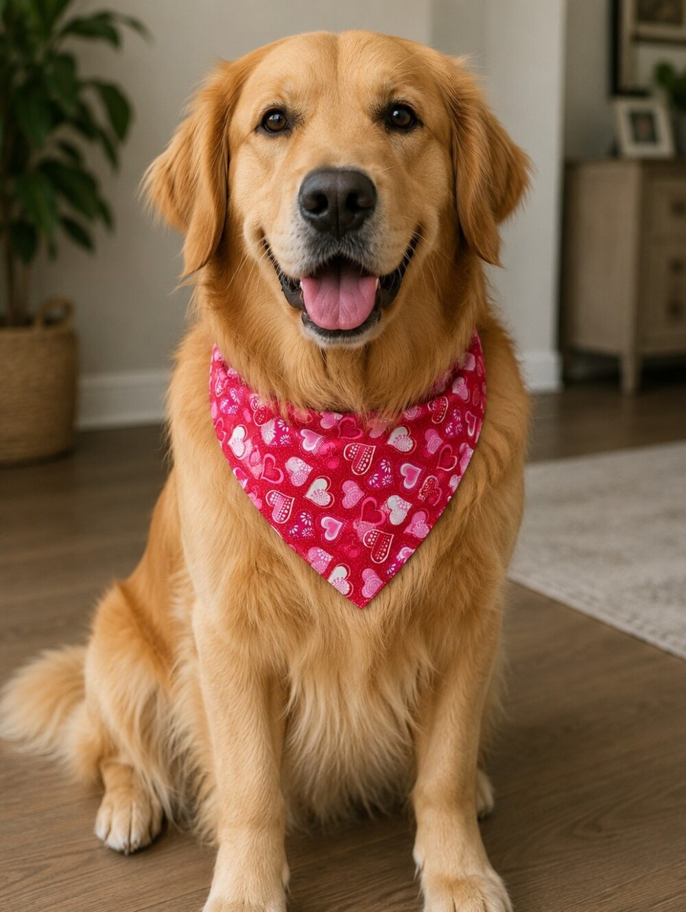 Handmade Pink Heart Bandana For Dogs-